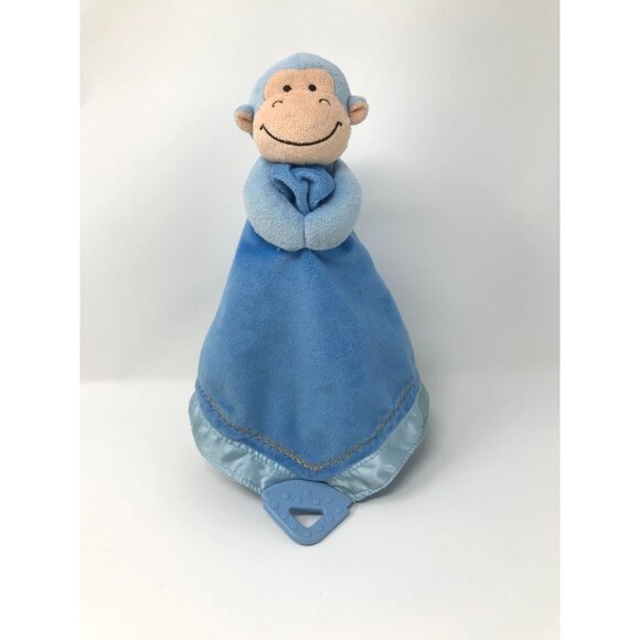 Prestige Other - Prestige Baby Blue Plush Monkey Security Blanket Satin Lovey with Teether
